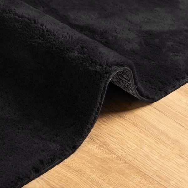 Alfombra de pelo corto suave lavable HUARTE negro 80x200 cm