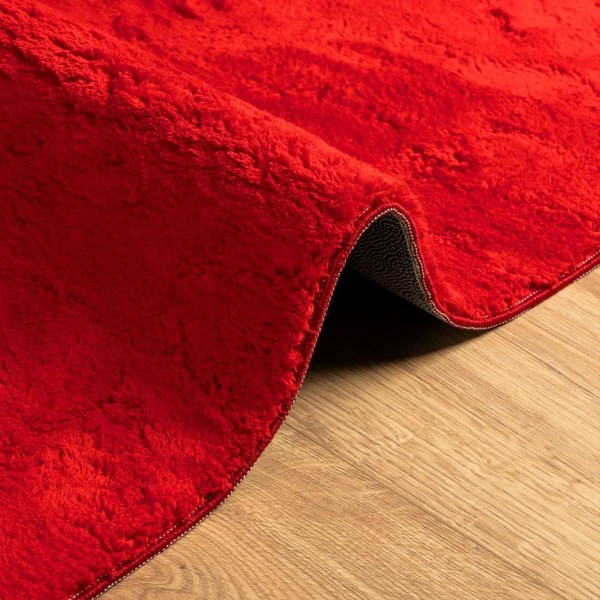 Alfombra de pelo corto suave lavable HUARTE rojo 160x160 cm