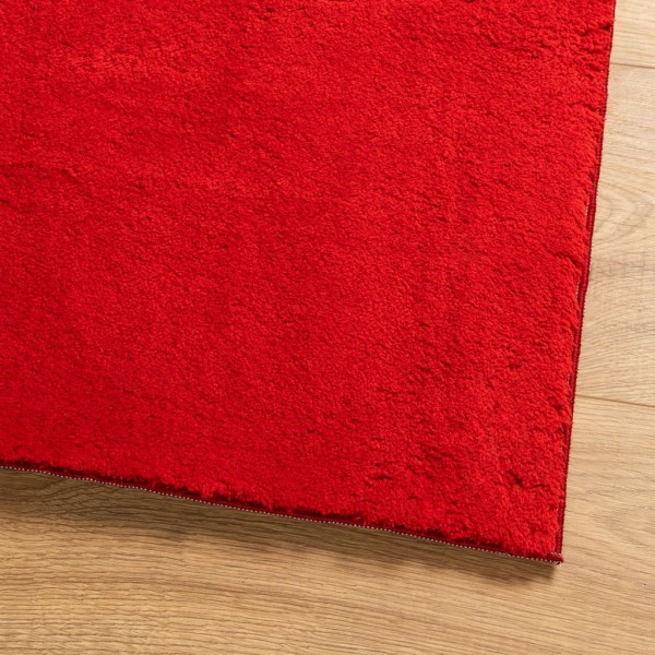 Alfombra de pelo corto suave lavable HUARTE rojo 60x110 cm