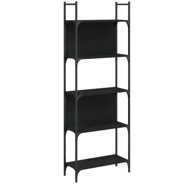 Librería de 5 estantes madera ingeniería negro 60,5x24x166,5 cm