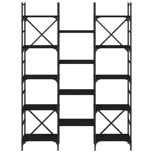 Estantería madera de ingeniería negra 127,5x28,5x172,5 cm