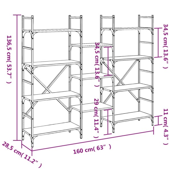 Estantería madera de ingeniería roble marrón 160x28,5x136,5 cm