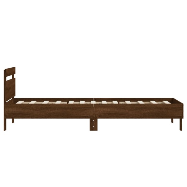 Cama con cabecero madera de ingeniería marrón roble 90x200 cm