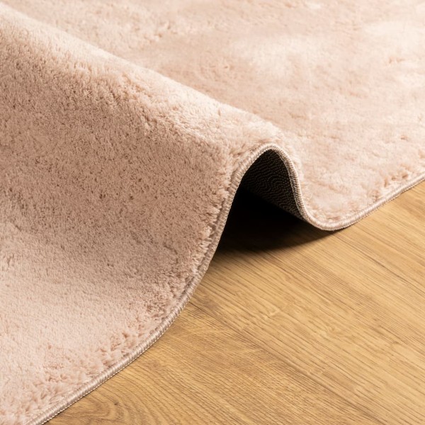 Alfombra de pelo corto suave lavable HUARTE rosado 60x110 cm