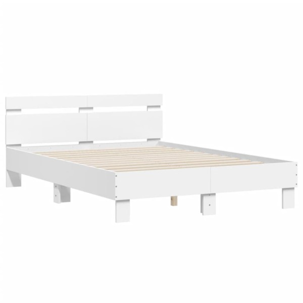 Estructura cama con cabecero madera ingeniería blanco 135x190cm