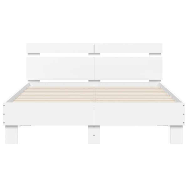 Estructura cama con cabecero madera ingeniería blanco 135x190cm