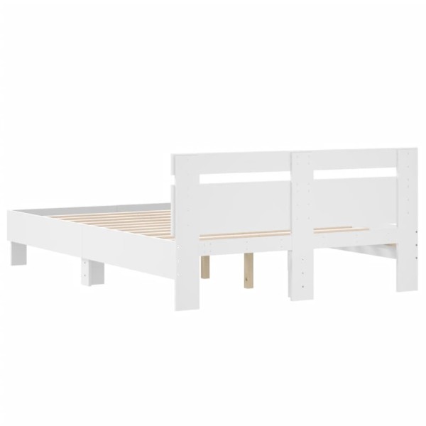 Estructura cama con cabecero madera ingeniería blanco 135x190cm