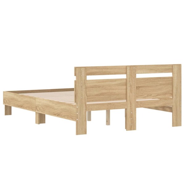 Cama con cabecero madera de ingeniería roble Sonoma 135x190 cm