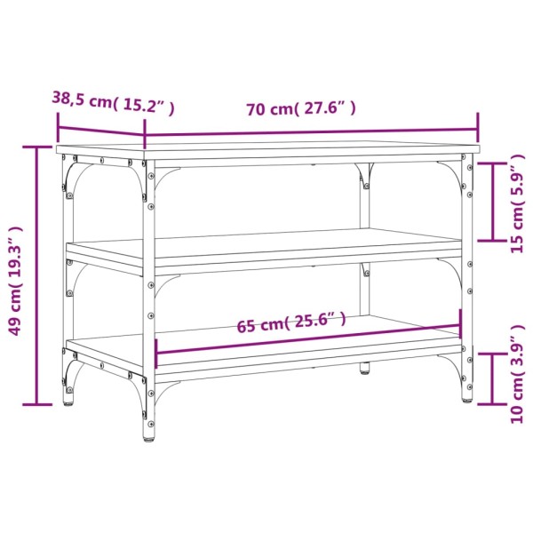 Banco zapatero madera de ingeniería negro 70x38,5x49 cm