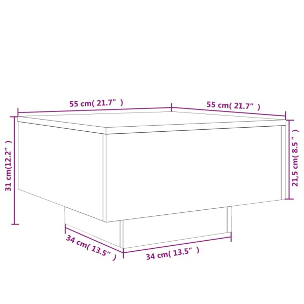 Mesa de centro madera de ingeniería negro 55x55x31 cm