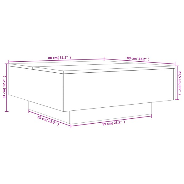 Mesa de centro madera de ingeniería negro 80x80x31 cm