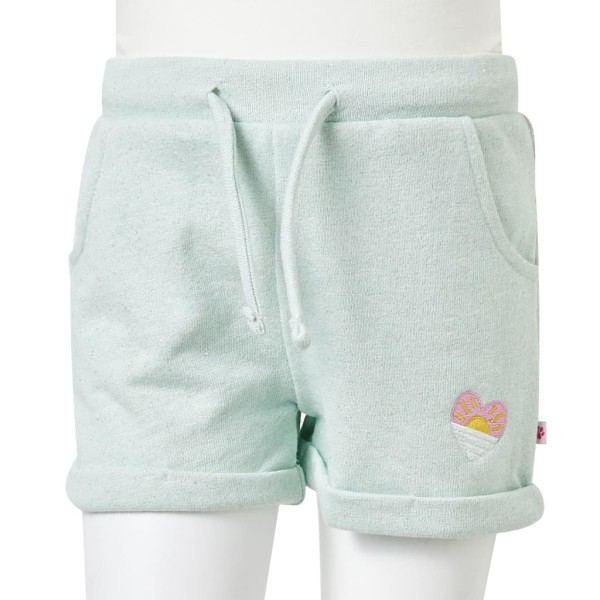 Pantalones cortos infantiles con cordón verde menta claro mixto