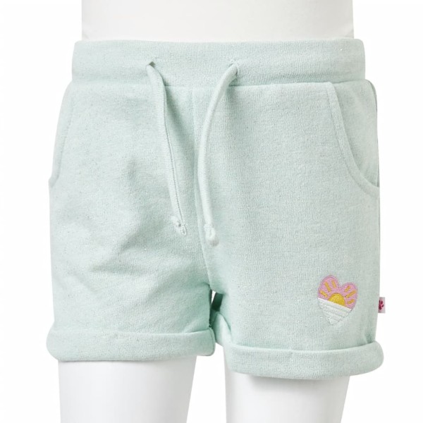 Pantalones cortos infantiles con cordón verde menta claro mixto