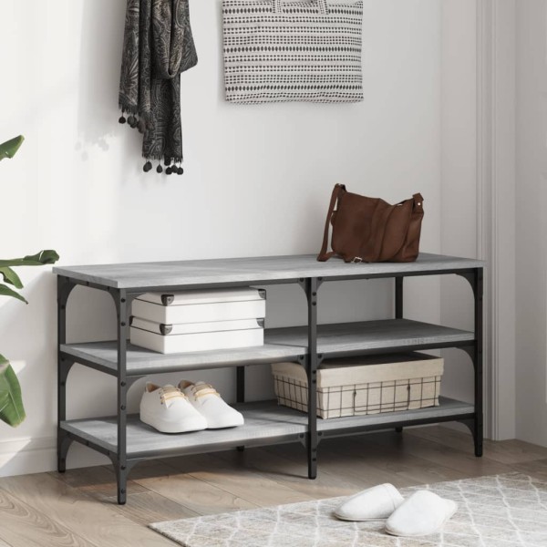 Banco zapatero madera de ingeniería gris Sonoma 100x38,5x49 cm