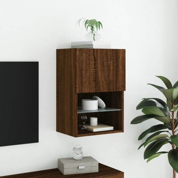 Mueble para TV con luces LED roble marrón 40,5x30x60 cm