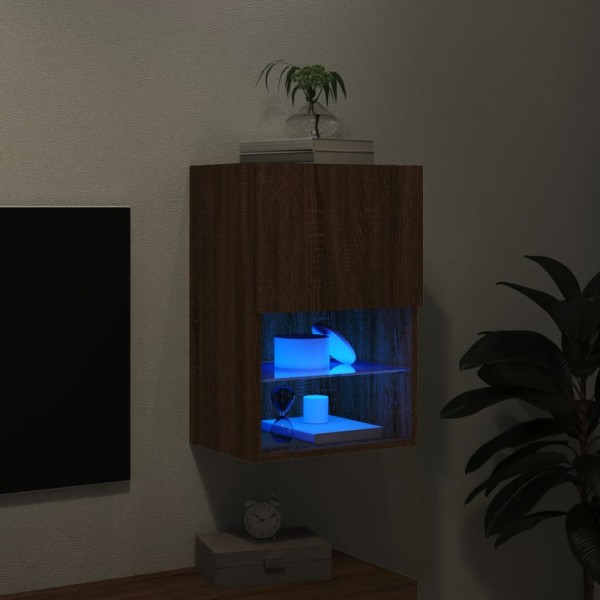 Mueble para TV con luces LED roble marrón 40,5x30x60 cm