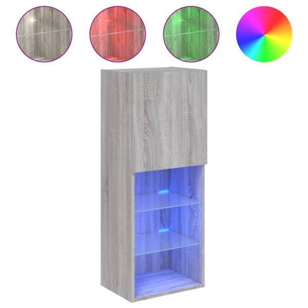 Mueble para TV con luces LED gris Sonoma 40,5x30x102 cm