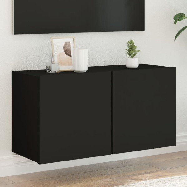 Mueble para TV de pared negro 80x30x41 cm