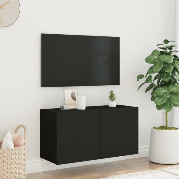 Mueble para TV de pared negro 80x30x41 cm