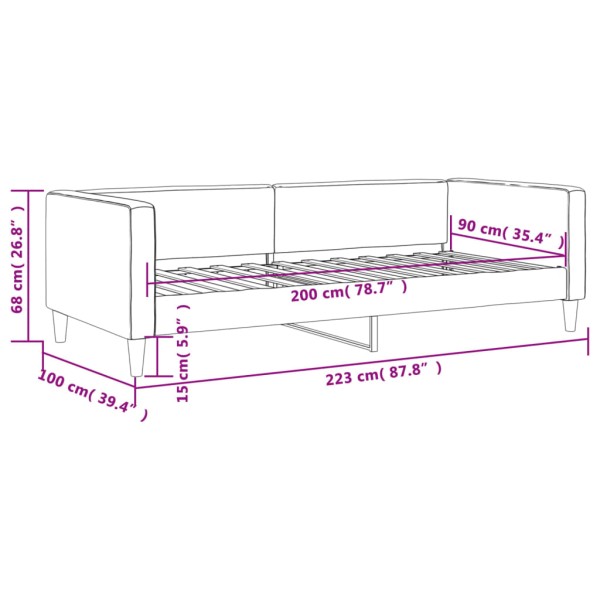 Sofá cama tela negro 90x200 cm