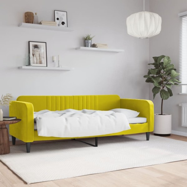 Sofá cama terciopelo amarillo 80x200 cm