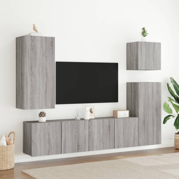 Muebles para TV de pared 2 unidades gris Sonoma 80x30x41 cm