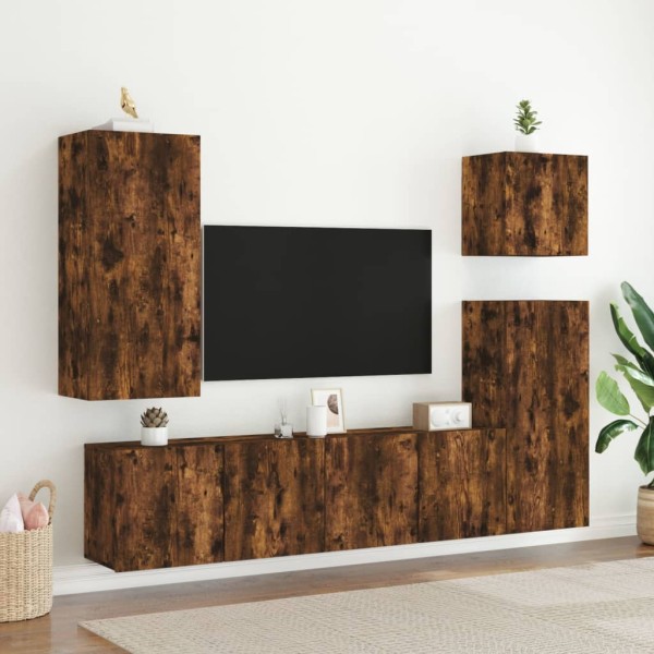 Muebles para TV de pared 2 unidades roble ahumado 80x30x41 cm