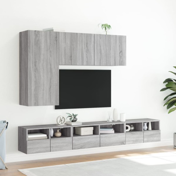 Mueble de pared TV madera de ingeniería Sonoma gris 60x30x30 cm