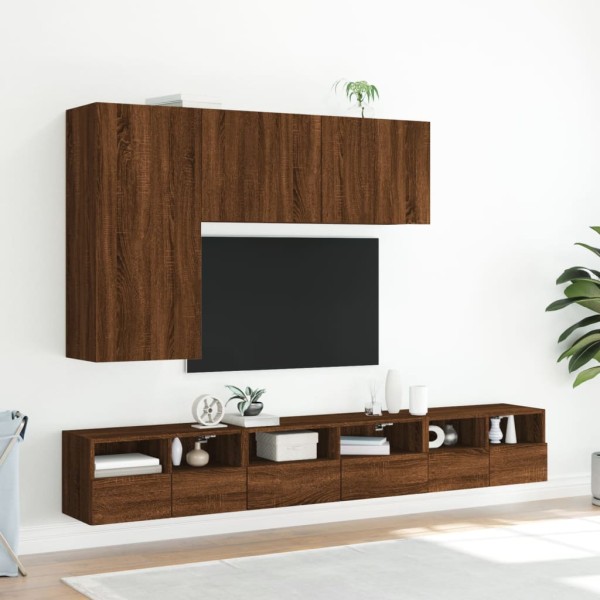 Mueble de pared TV madera ingeniería marrón roble 60x30x30 cm