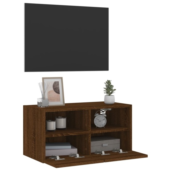 Mueble de pared TV madera ingeniería marrón roble 60x30x30 cm