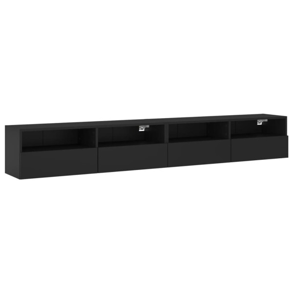 Muebles de pared TV 2 uds madera ingeniería negro 100x30x30 cm