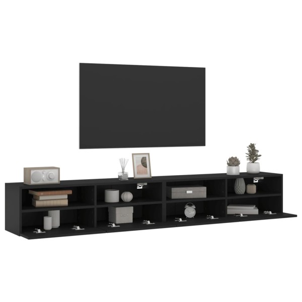 Muebles de pared TV 2 uds madera ingeniería negro 100x30x30 cm