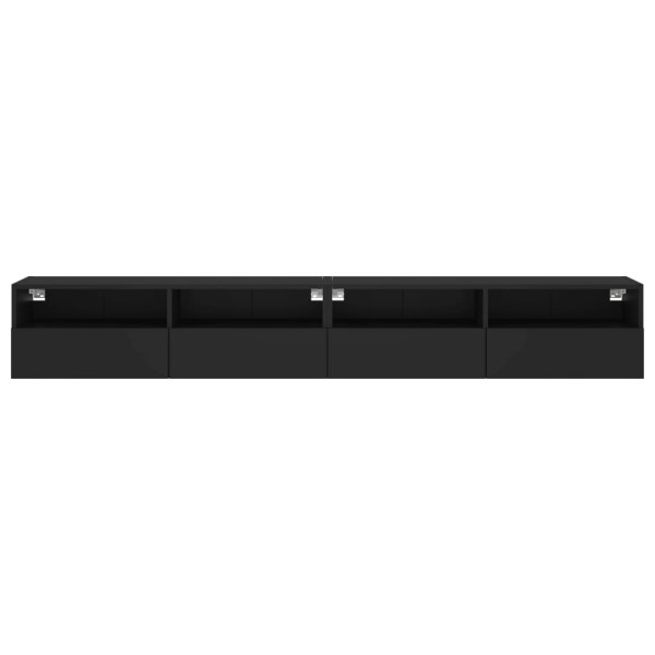 Muebles de pared TV 2 uds madera ingeniería negro 100x30x30 cm