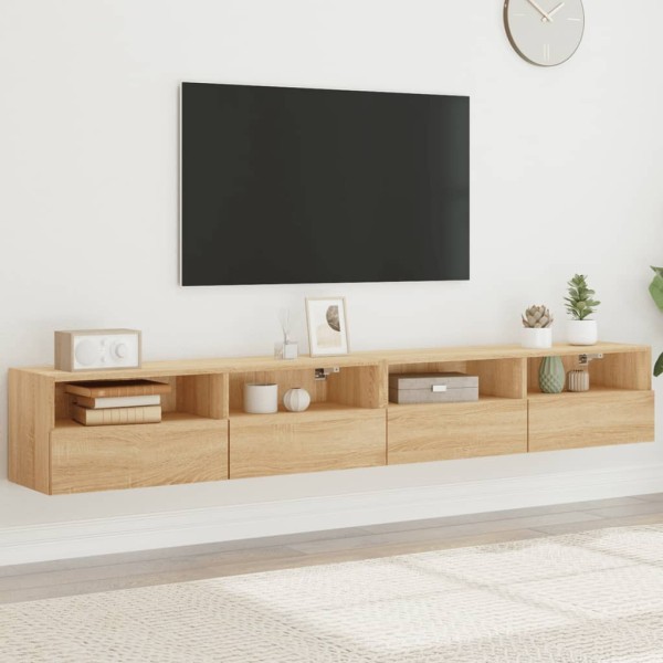 Muebles de pared para TV 2 uds madera roble Sonoma 100x30x30 cm