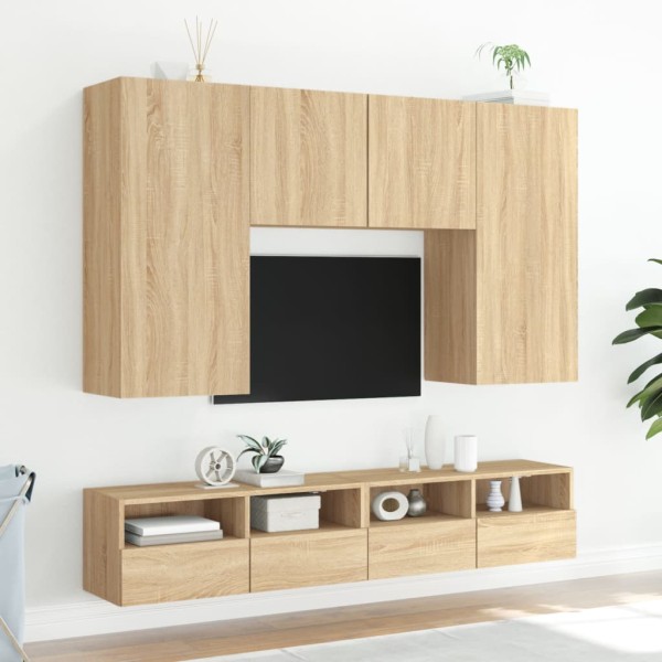 Muebles de pared para TV 2 uds madera roble Sonoma 100x30x30 cm