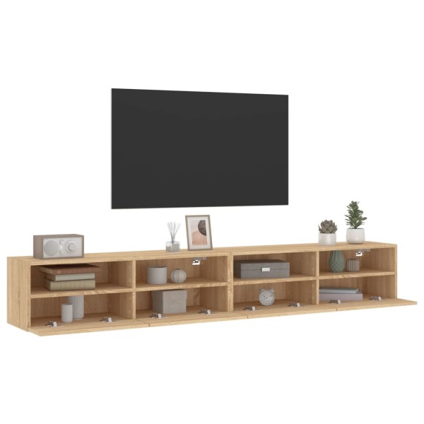 Muebles de pared para TV 2 uds madera roble Sonoma 100x30x30 cm