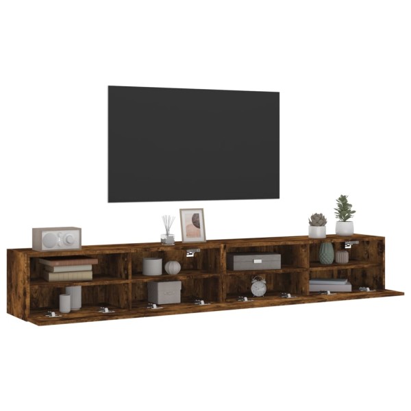 Muebles de pared de TV 2 uds madera roble ahumado 100x30x30 cm