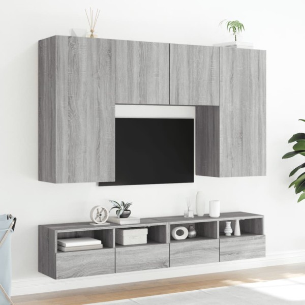 Muebles de pared para TV 2 uds madera gris Sonoma 100x30x30 cm