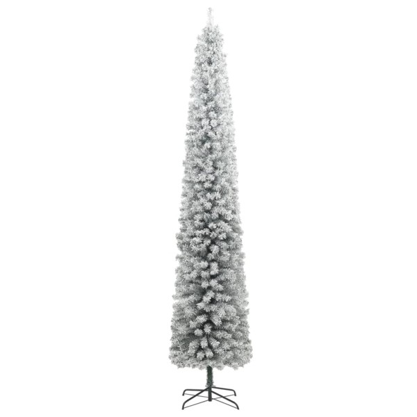 Árbol de Navidad estrecho con 300 LED y bolas y nieve 300 cm