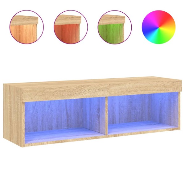 Mueble para TV con luces LED roble Sonoma 100x30x30 cm