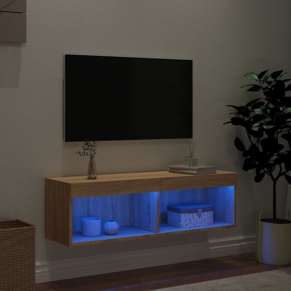 Mueble para TV con luces LED roble Sonoma 100x30x30 cm