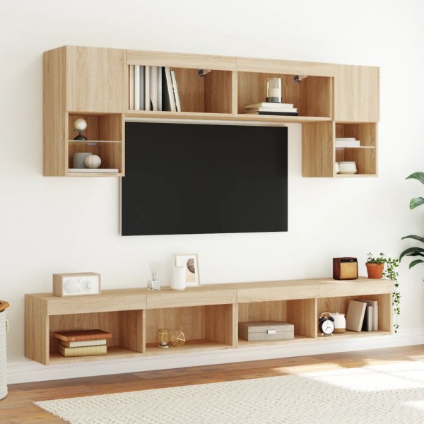 Mueble para TV con luces LED roble Sonoma 100x30x30 cm