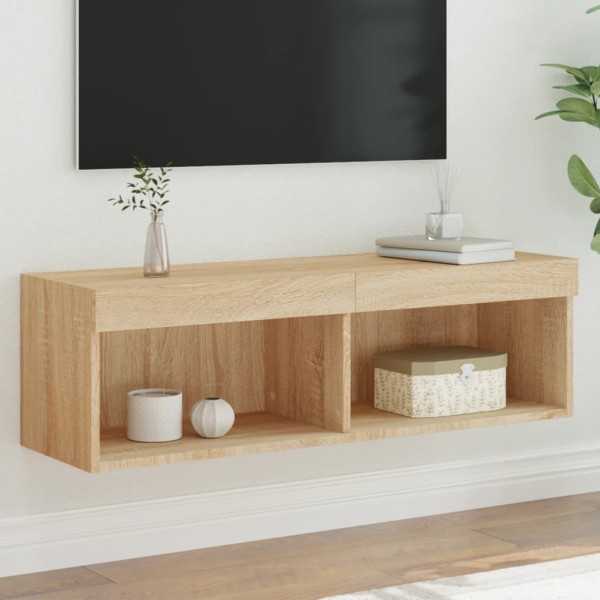 Mueble para TV con luces LED roble Sonoma 100x30x30 cm