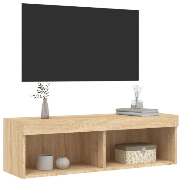 Mueble para TV con luces LED roble Sonoma 100x30x30 cm