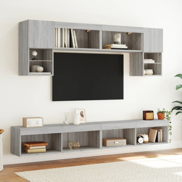 Mueble para TV con luces LED gris Sonoma 100x30x30 cm