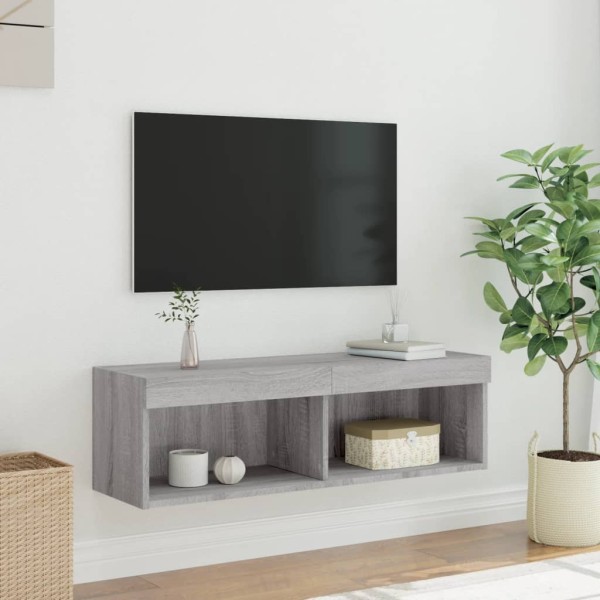 Mueble para TV con luces LED gris Sonoma 100x30x30 cm