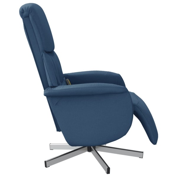 Sillón reclinable de masaje con reposapiés tela azul