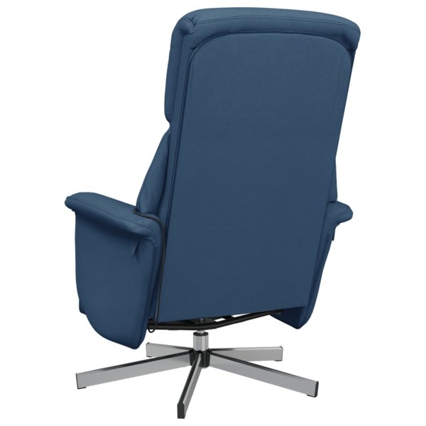 Sillón reclinable de masaje con reposapiés tela azul