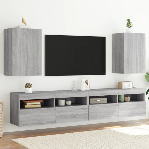 Muebles de TV de pared 2 uds madera gris Sonoma 40,5x30x60 cm