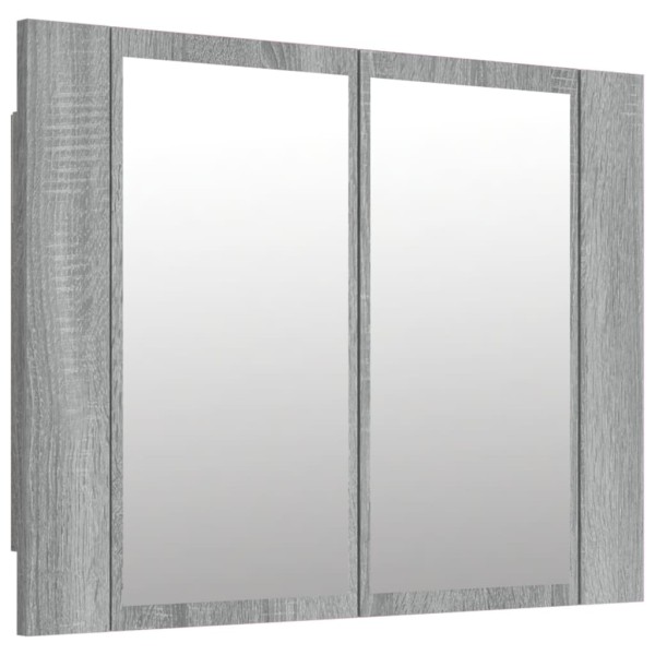 Armario con espejo y LED madera contrachapada gris 60x12x45 cm